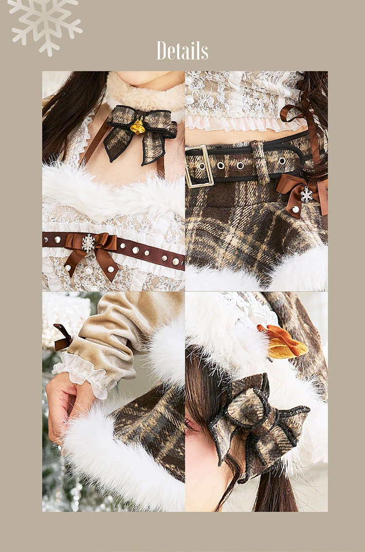 【予約-11月中旬頃より順次発送予定】【中村里砂&藤咲凪着用】フレンチチェックノエルトナカイ《クリスマスコスプレ9点セット》【Malymoon/マリームーン】【CS25050】