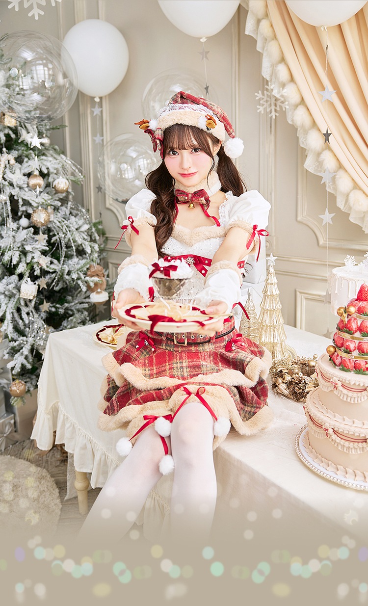 【予約-11月中旬頃より順次発送予定】【中村里砂&藤咲凪着用】フレンチチェックノエルトナカイ《クリスマスコスプレ9点セット》【Malymoon/マリームーン】【CS25050】