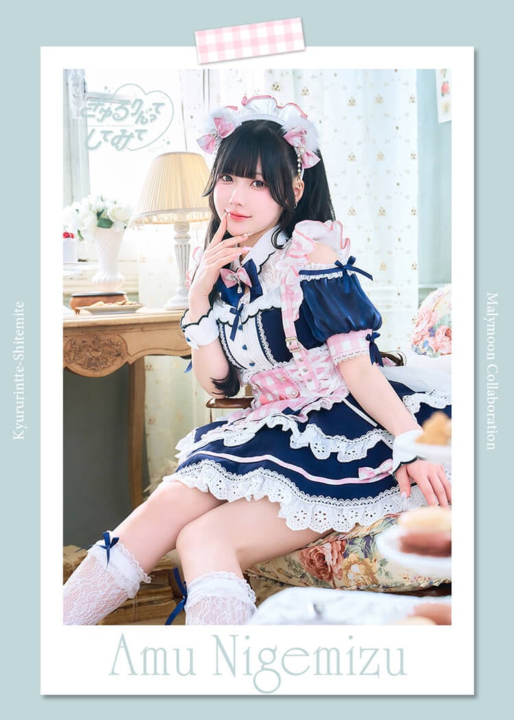 【即日発送】【きゅるりんってしてみて着用】ギンガムキャンディメイド《オリジナルコスプレ12点セット》【Malymoon/マリームーン】【CS25224-3】