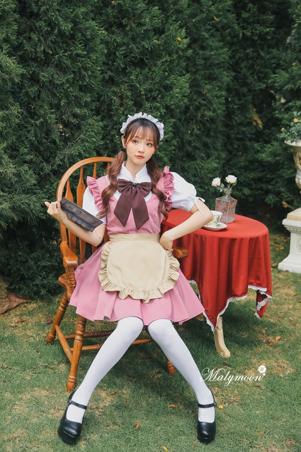 【レビュー投稿で白ニーハイプレゼント】完全受注オーダー高級メイド服5カラー《かわいいコスプレ3点セット》【odrm8151】