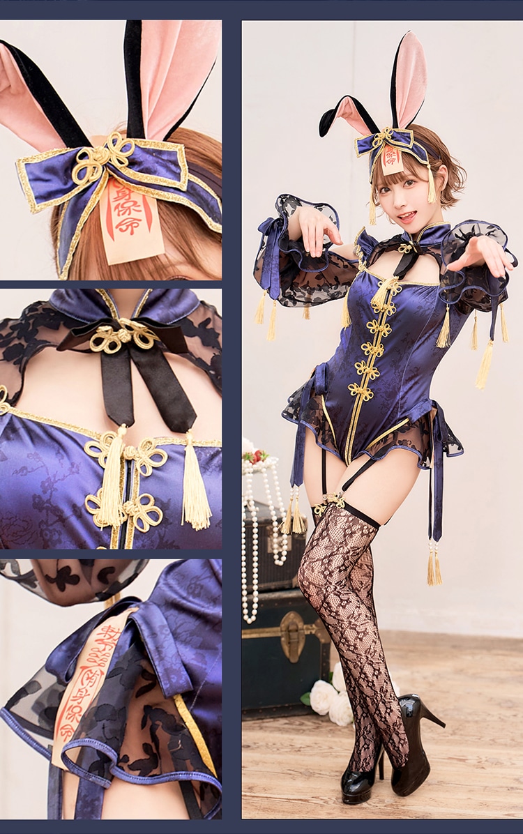【即日発送】シアーチャイナキョンシーバニー《ハロウィンコスプレ7点セット》【Malymoon/マリームーン】【CS-25-10292】