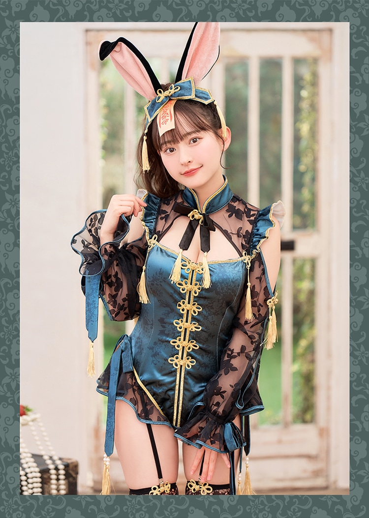 【即日発送】シアーチャイナキョンシーバニー《ハロウィンコスプレ7点セット》【Malymoon/マリームーン】【CS-25-10292】