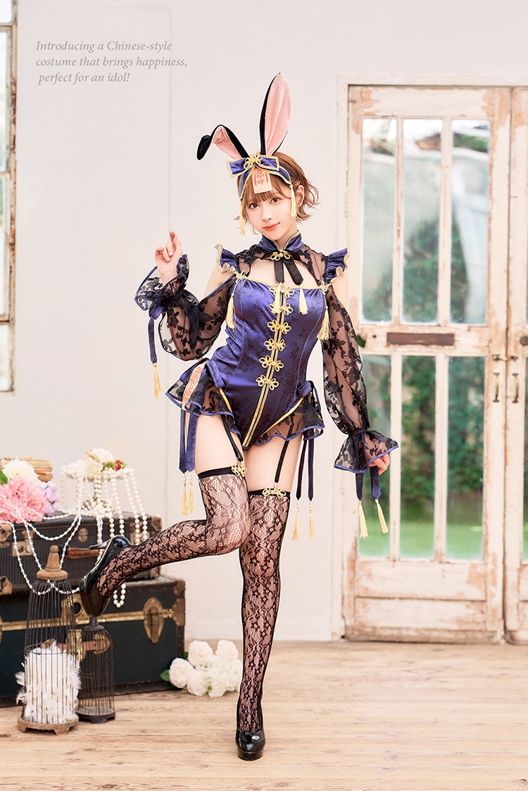 【即日発送】シアーチャイナキョンシーバニー《ハロウィンコスプレ7点セット》【Malymoon/マリームーン】【CS-25-10292】