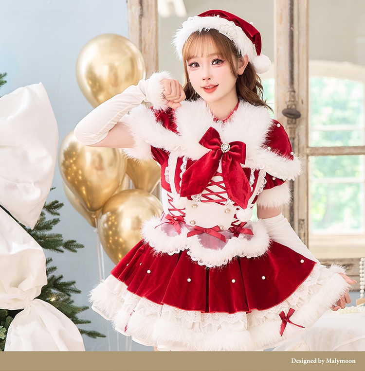 【予約】ベルベットフルールパールサンタ《クリスマスコスプレ9点セット》【Malymoon/マリームーン】【CS25060】
