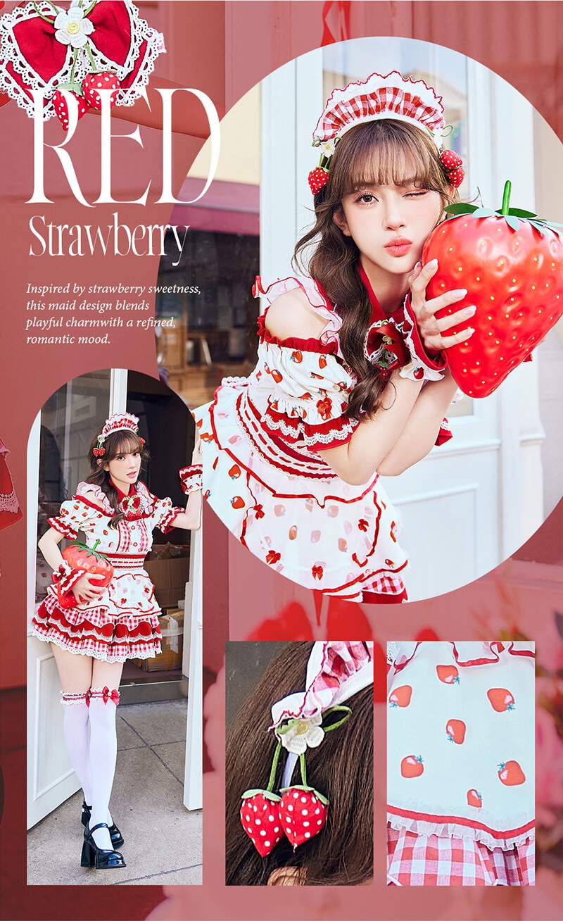 予約-4月下旬頃より順次発送予定】ストロベリーミルクギンガムメイド