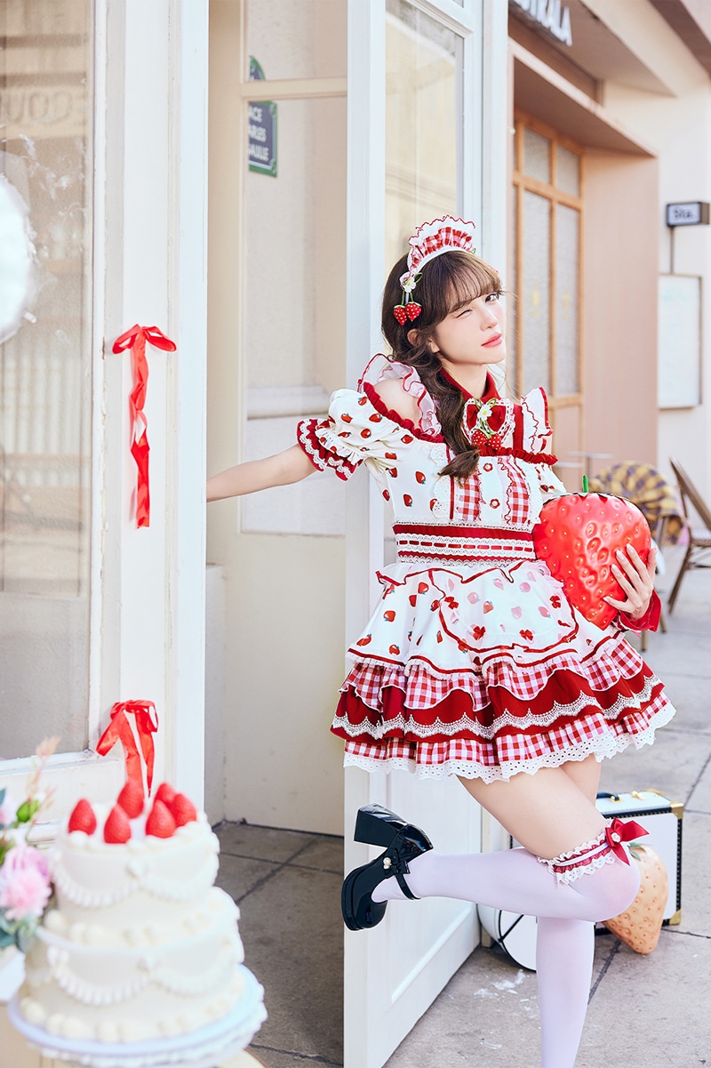 予約-4月下旬頃より順次発送予定】ストロベリーミルクギンガムメイド
