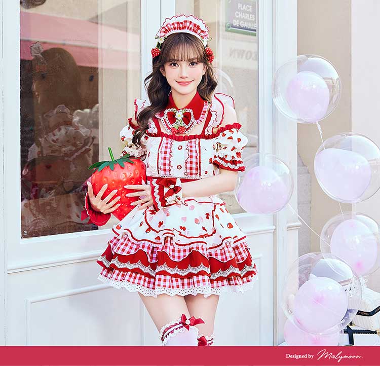 予約-2月中旬頃より順次発送予定】ストロベリーミルクギンガムメイド
