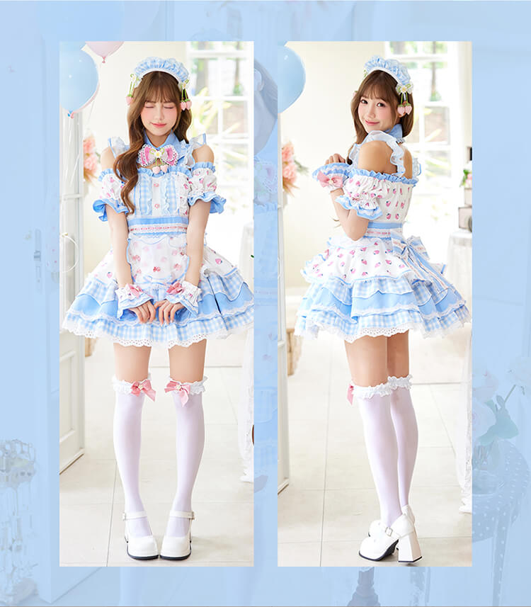 一部予約】ストロベリーミルクギンガムメイド《オリジナルコスプレ8点