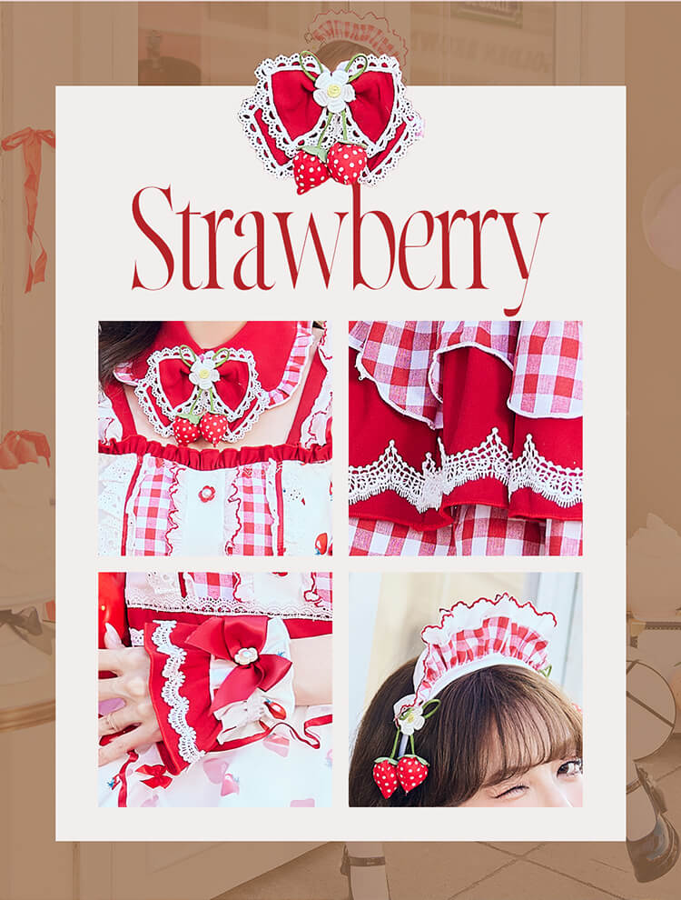 一部予約】ストロベリーミルクギンガムメイド《オリジナルコスプレ8点