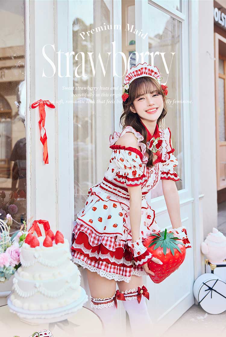 予約-2月中旬頃より順次発送予定】ストロベリーミルクギンガムメイド