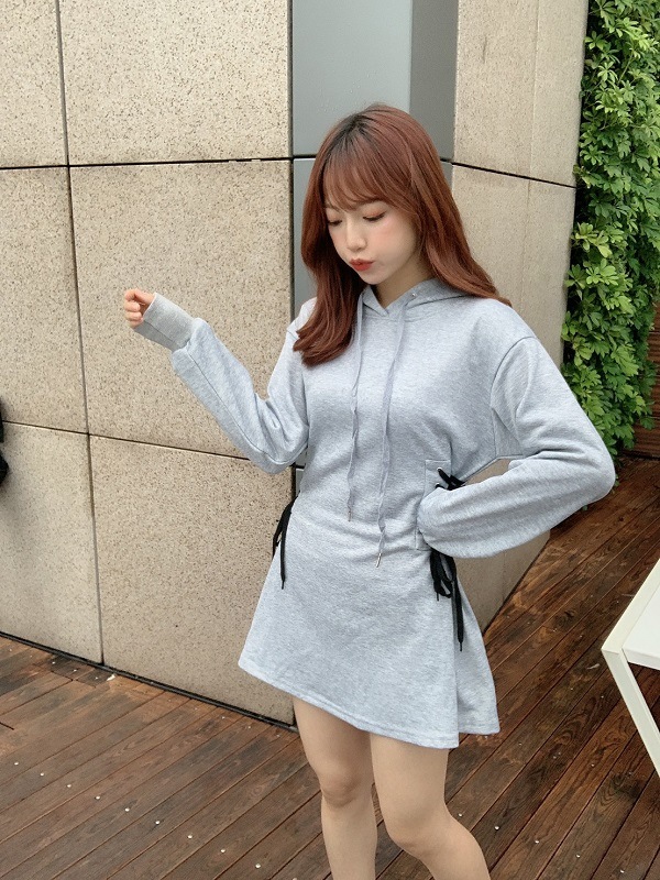 Odr レースアップスウェットワンピース グレー かわいいルームウェア1点セット Malymoon マリームーン Odr3305 ルームウェア Malymoon マリームーン オフィシャルウェブストア