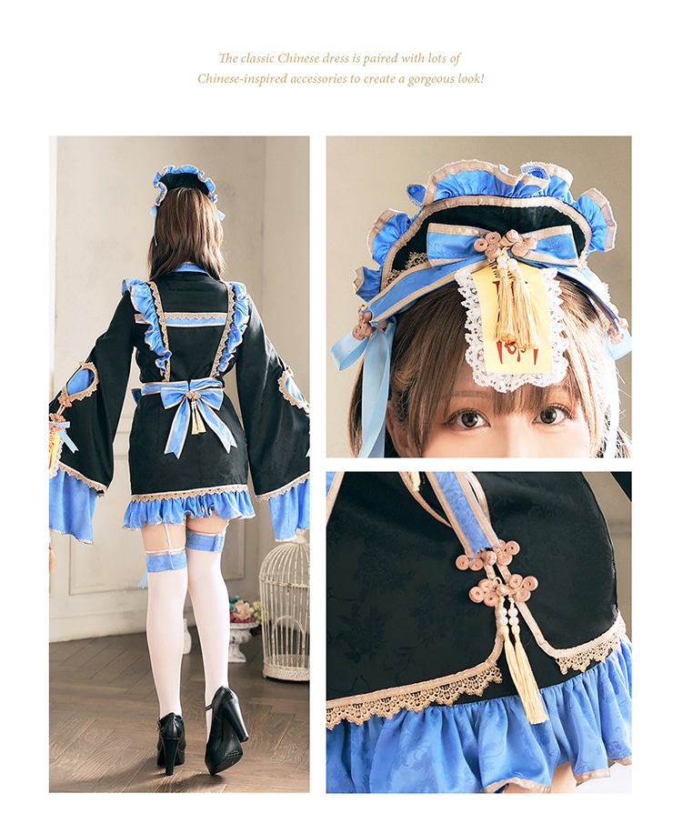 【即日発送】ハニーリボンロリータキョンシー《ハロウィンコスプレ7点セット》【Malymoon/マリームーン】【CS-25-10290】
