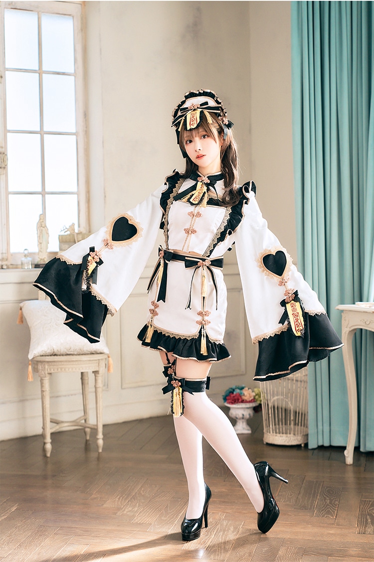 【即日発送】ハニーリボンロリータキョンシー《ハロウィンコスプレ7点セット》【Malymoon/マリームーン】【CS-25-10290】