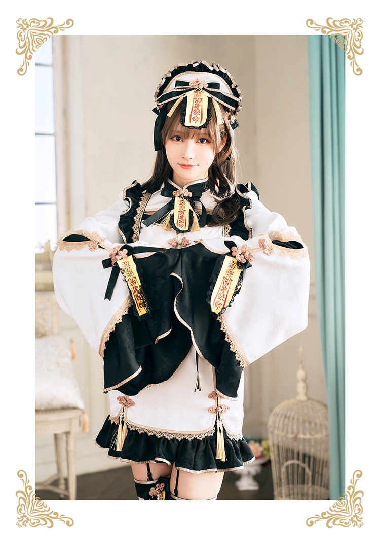 【即日発送】ハニーリボンロリータキョンシー《ハロウィンコスプレ7点セット》【Malymoon/マリームーン】【CS-25-10290】