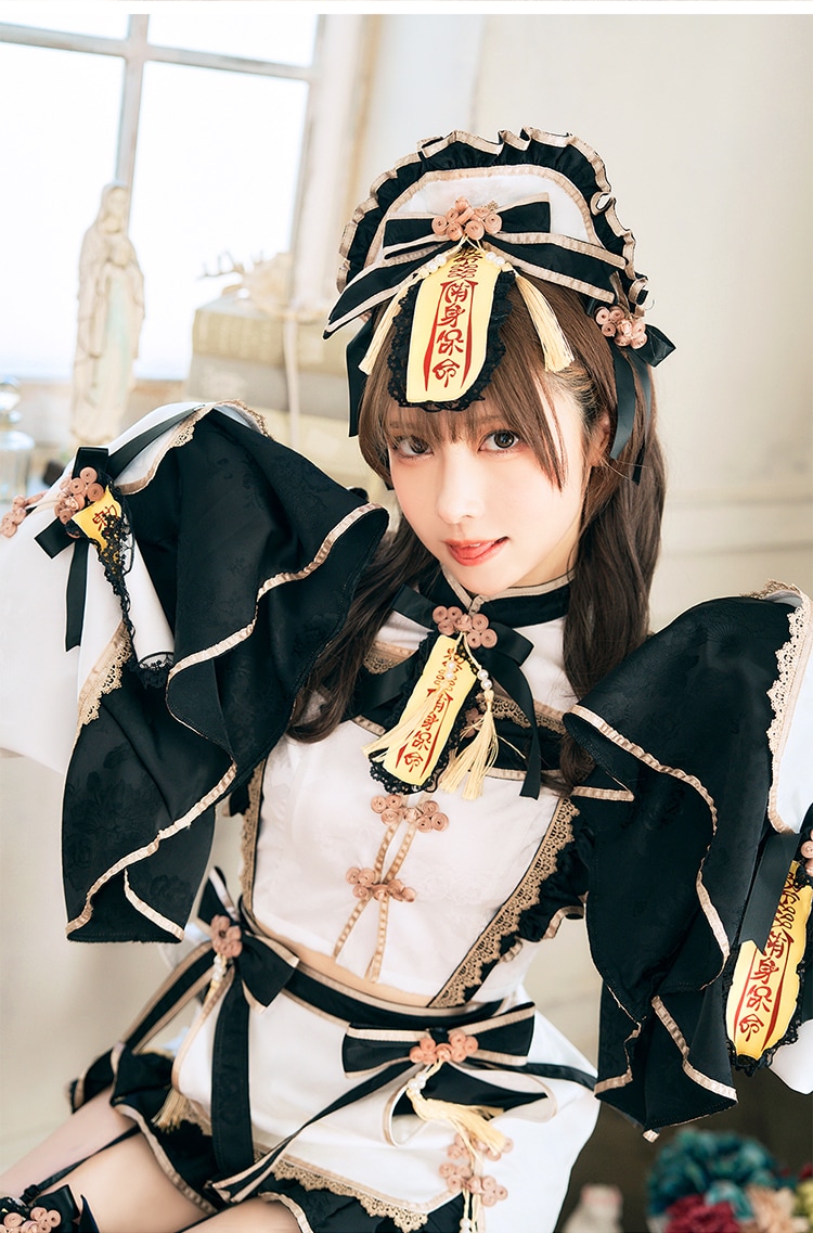 【即日発送】ハニーリボンロリータキョンシー《ハロウィンコスプレ7点セット》【Malymoon/マリームーン】【CS-25-10290】