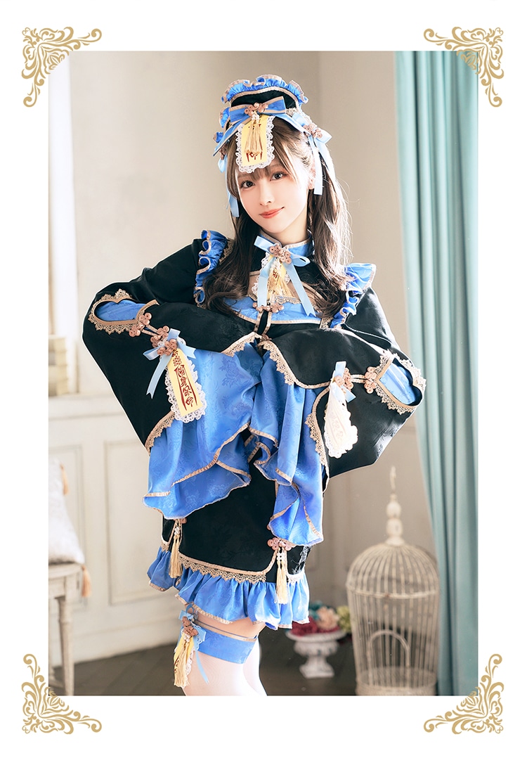 【即日発送】ハニーリボンロリータキョンシー《ハロウィンコスプレ7点セット》【Malymoon/マリームーン】【CS-25-10290】