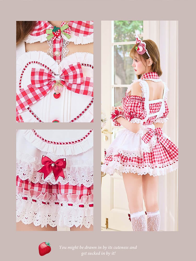 Malymoon メイド服 ホワイト/レッド 予約-8月中旬頃より順次発送予定】ショートフレーズメイド《オリジナル