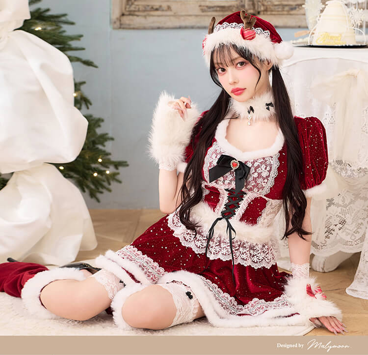 【予約-11月下旬頃より順次発送予定】【中村里砂着用】スノーフルールトナカイサンタ《クリスマスコスプレ10点セット》【Malymoon/マリームーン】【CS25053】