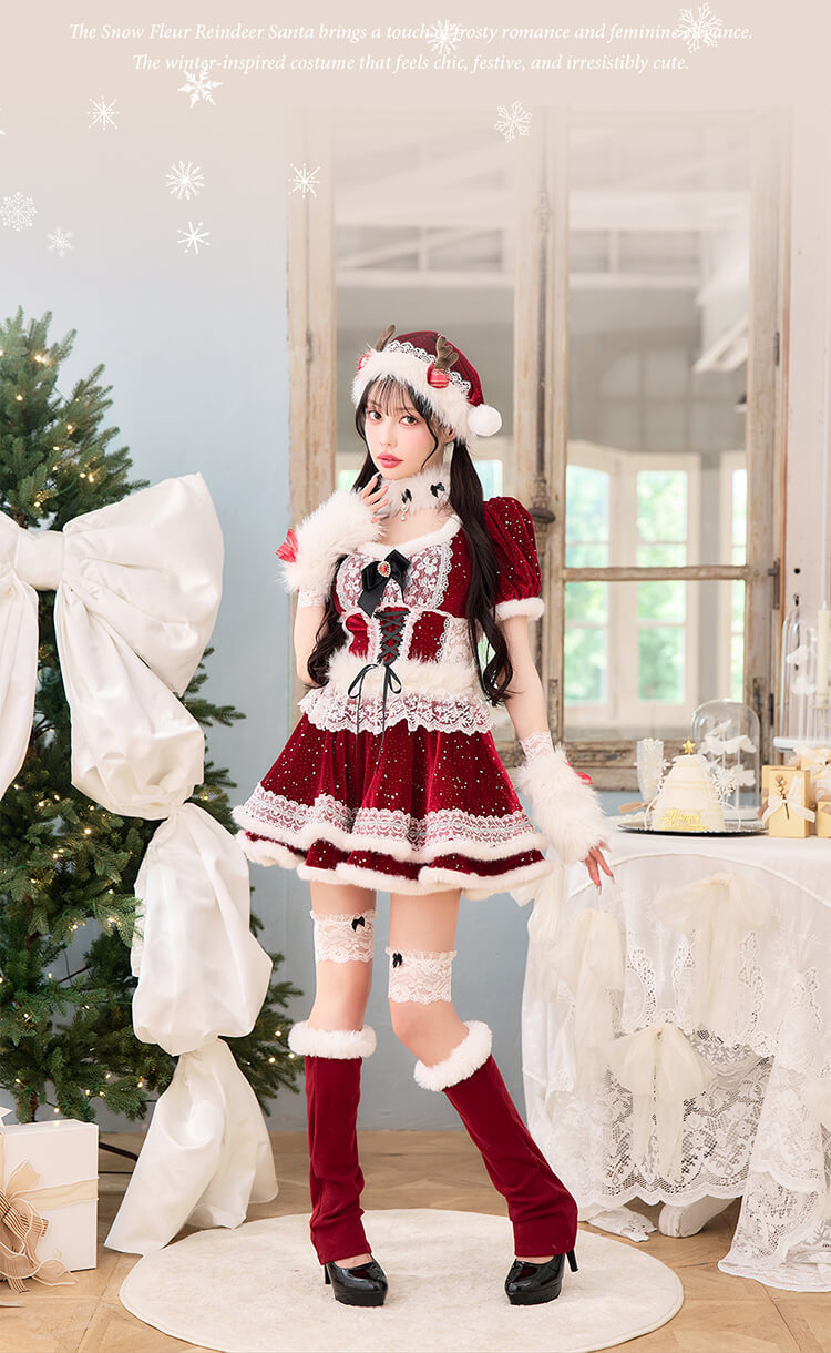 【予約-11月下旬頃より順次発送予定】【中村里砂着用】スノーフルールトナカイサンタ《クリスマスコスプレ10点セット》【Malymoon/マリームーン】【CS25053】