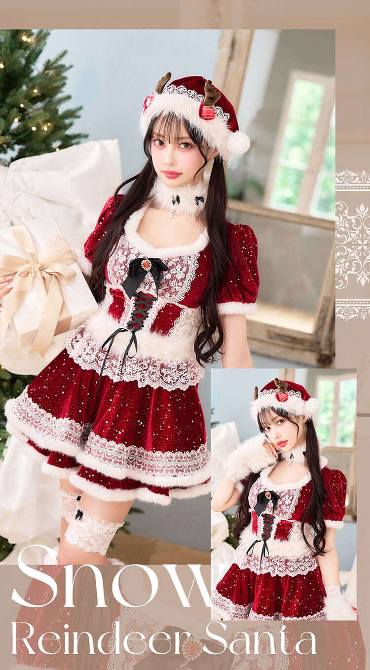【予約-11月下旬頃より順次発送予定】【中村里砂着用】スノーフルールトナカイサンタ《クリスマスコスプレ10点セット》【Malymoon/マリームーン】【CS25053】
