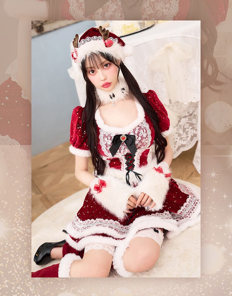 【予約-11月下旬頃より順次発送予定】【中村里砂着用】スノーフルールトナカイサンタ《クリスマスコスプレ10点セット》【Malymoon/マリームーン】【CS25053】