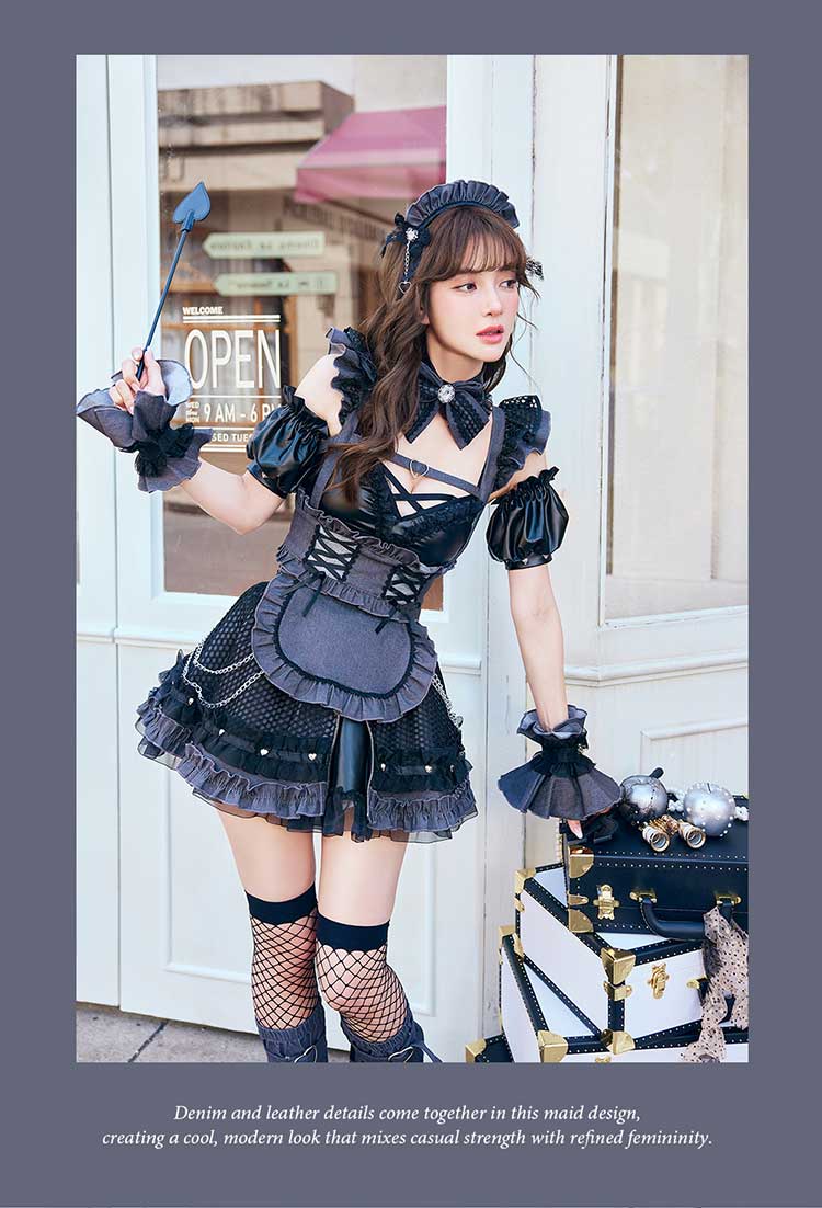 【予約-2月下旬頃より順次発送予定】レザーエッジデニムメイド《オリジナルコスプレ12点セット》【Malymoon/マリームーン】【CS25214】