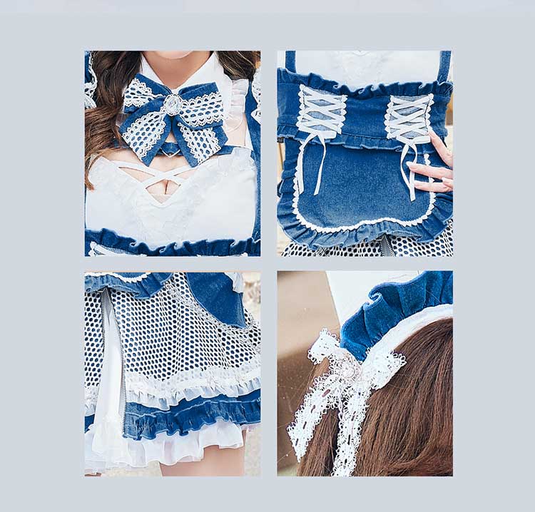 【予約-2月下旬頃より順次発送予定】レザーエッジデニムメイド《オリジナルコスプレ12点セット》【Malymoon/マリームーン】【CS25214】