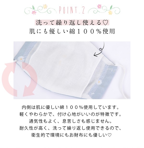 【在庫処分50%OFFセール】【ネコポス送料無料】【即日発送】オリジナルマスク/花柄2タイプ【Malymoon/マリームーン】【mask-flower】