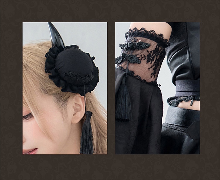 【レッドは予約】ダマスクレースヴィランチャイナ《ハロウィンコスプレ8点セット》【Malymoon/マリームーン】【CS-25-10356】【CS-25-10357】