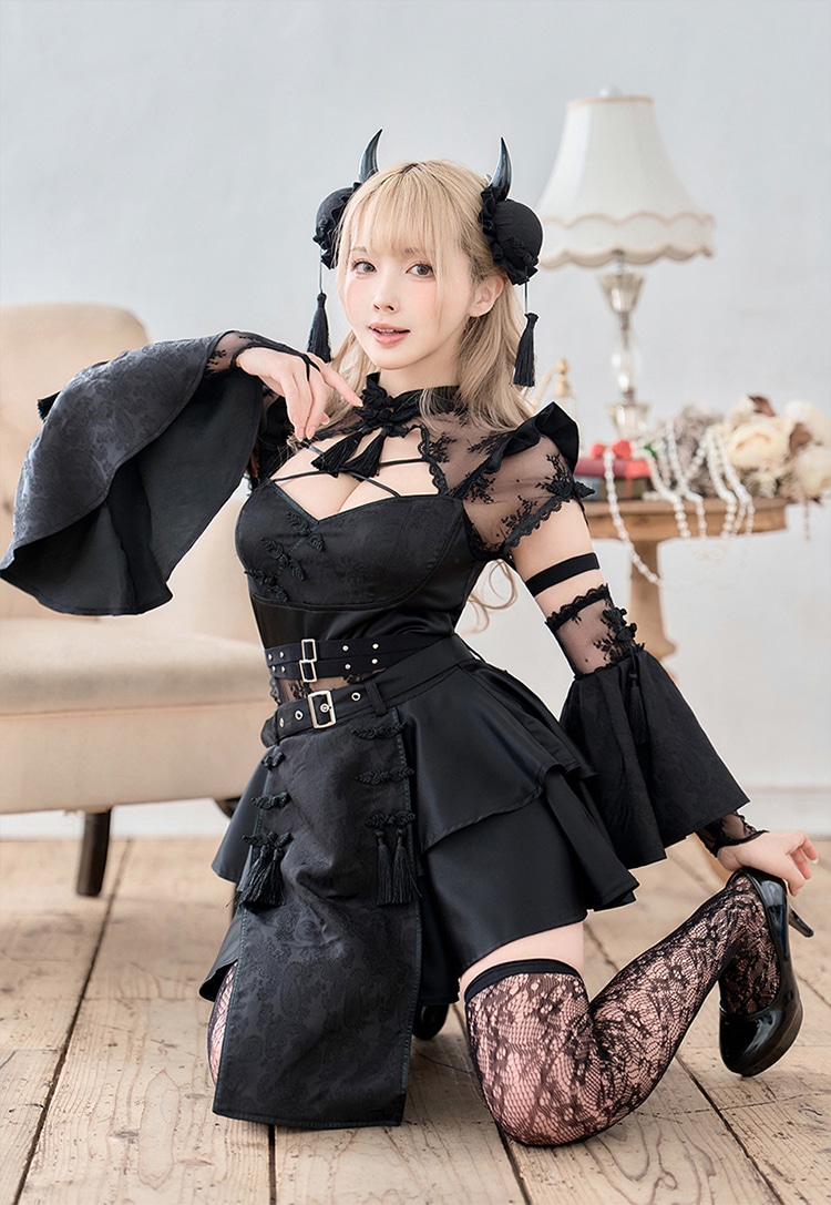 【レッドは予約】ダマスクレースヴィランチャイナ《ハロウィンコスプレ8点セット》【Malymoon/マリームーン】【CS-25-10356】【CS-25-10357】