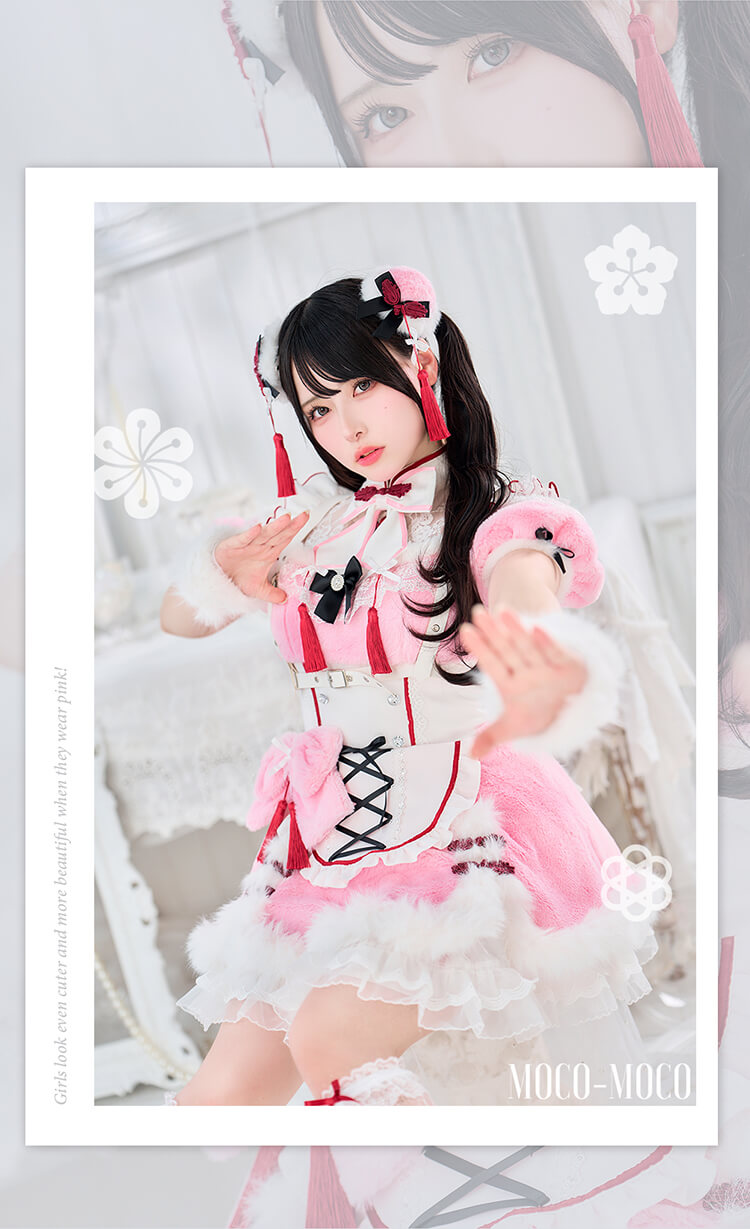 【※訳あり※】【即納】セレニティリボンもこもこファーチャイナ《オリジナルコスプレ7点セット》【CS25113-wake】