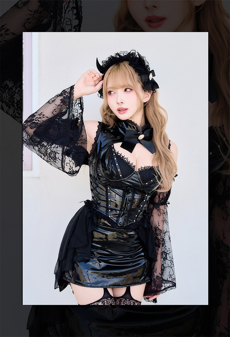 【予約-9月中旬頃より順次発送予定】ロゼノワールデビルウィッチ《ハロウィンコスプレ10点セット》【Malymoon/マリームーン】【CS25048】