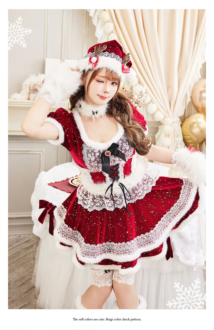 【予約-11月下旬頃より順次発送予定】スノーフルールトナカイサンタ《クリスマスコスプレ10点セット》【Malymoon/マリームーン】【CS25053-2】