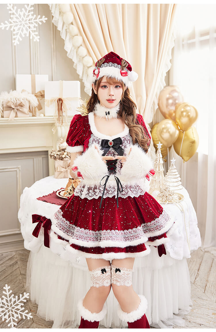 【予約-11月下旬頃より順次発送予定】スノーフルールトナカイサンタ《クリスマスコスプレ10点セット》【Malymoon/マリームーン】【CS25053-2】