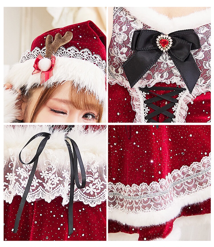 【予約-11月下旬頃より順次発送予定】スノーフルールトナカイサンタ《クリスマスコスプレ10点セット》【Malymoon/マリームーン】【CS25053-2】