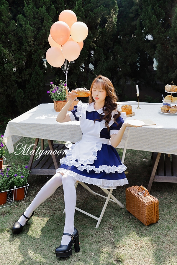 【取り寄せ】【レビュー投稿で白ニーハイプレゼント】完全受注オーダー高級メイド服《かわいいコスプレ3点セット》【odrm8171】
