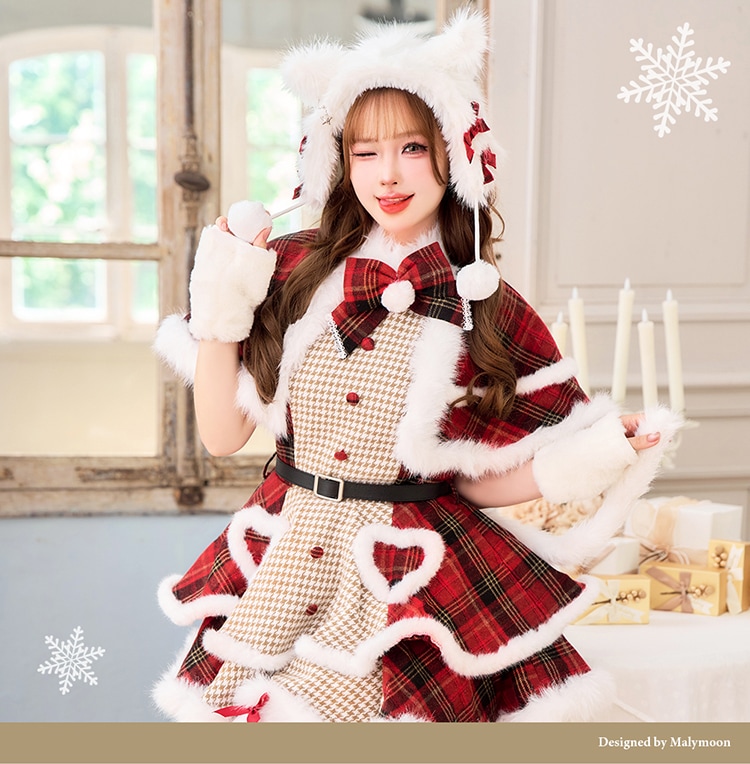 【予約-12月中旬頃より順次発送予定】ノエルクラシック千鳥キャットサンタ《クリスマスコスプレ9点セット》【Malymoon/マリームーン】【CS25058】