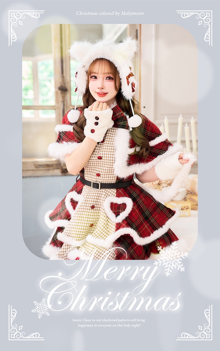 【予約-12月中旬頃より順次発送予定】ノエルクラシック千鳥キャットサンタ《クリスマスコスプレ9点セット》【Malymoon/マリームーン】【CS25058】