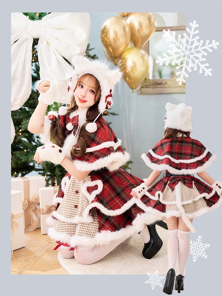 【予約-12月中旬頃より順次発送予定】ノエルクラシック千鳥キャットサンタ《クリスマスコスプレ9点セット》【Malymoon/マリームーン】【CS25058】