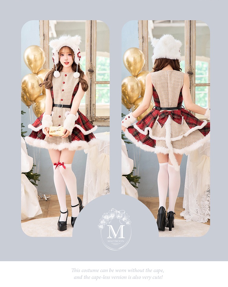 【予約-12月中旬頃より順次発送予定】ノエルクラシック千鳥キャットサンタ《クリスマスコスプレ9点セット》【Malymoon/マリームーン】【CS25058】