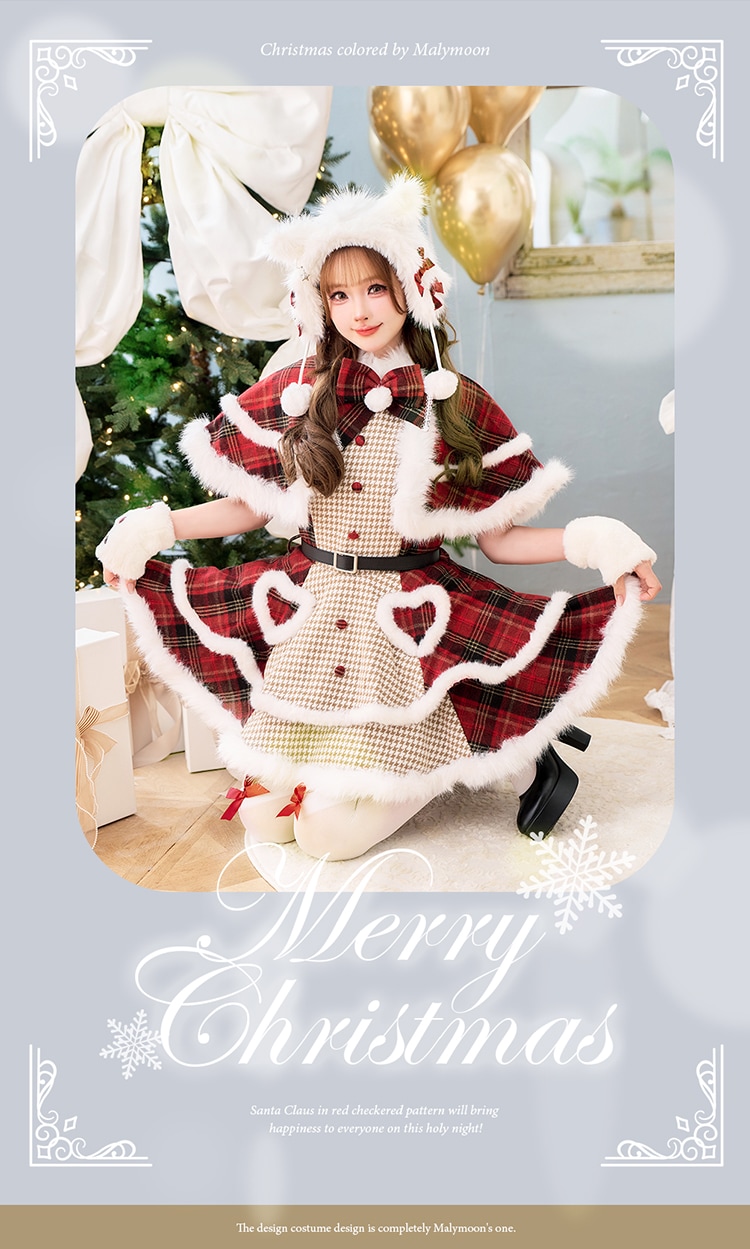 【予約-12月中旬頃より順次発送予定】ノエルクラシック千鳥キャットサンタ《クリスマスコスプレ9点セット》【Malymoon/マリームーン】【CS25058】