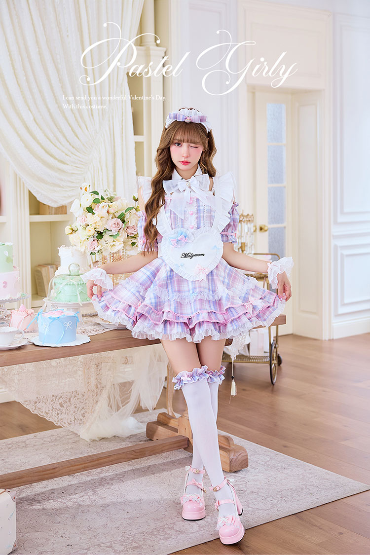 【予約-7月中旬頃より順次発送予定】トゥインクルチェックラブメイド《オリジナルコスプレ11点セット》【Malymoon/マリームーン】【CS26124】
