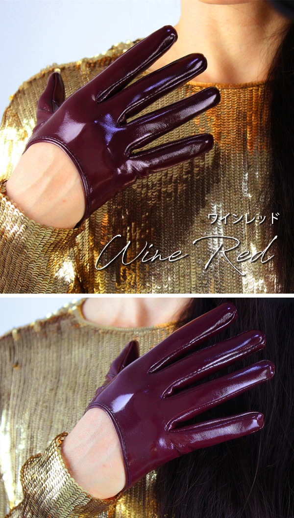 【ネコポス送料220円】エナメルショートグローブ《セクシーコスプレ小物》【s00495】