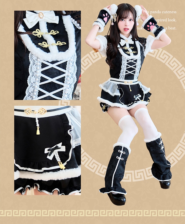 【ホワイトは予約】【藤咲凪着用】プリュムパンダチャイナ《ハロウィンコスプレ10点セット》【Malymoon/マリームーン】【CS25032】