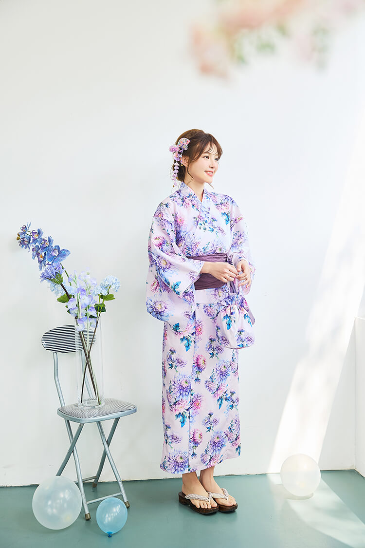 【即日発送】藤色ロマン淡華2way浴衣《浴衣4点セット》【Malymoon/マリームーン】【YK2610330】
