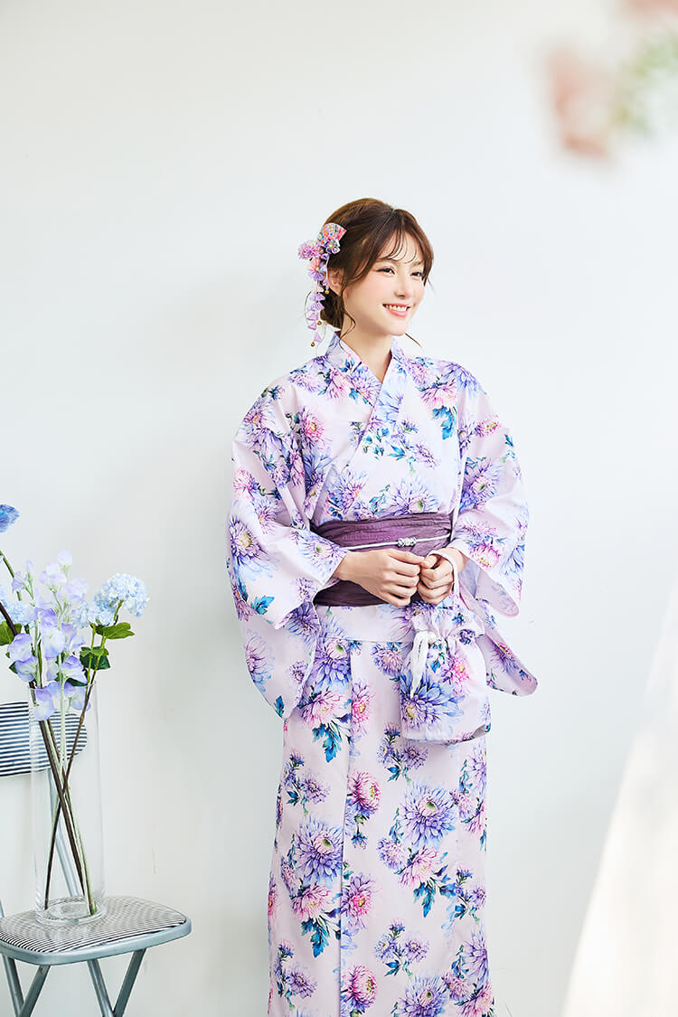 【即日発送】藤色ロマン淡華2way浴衣《浴衣4点セット》【Malymoon/マリームーン】【YK2610330】