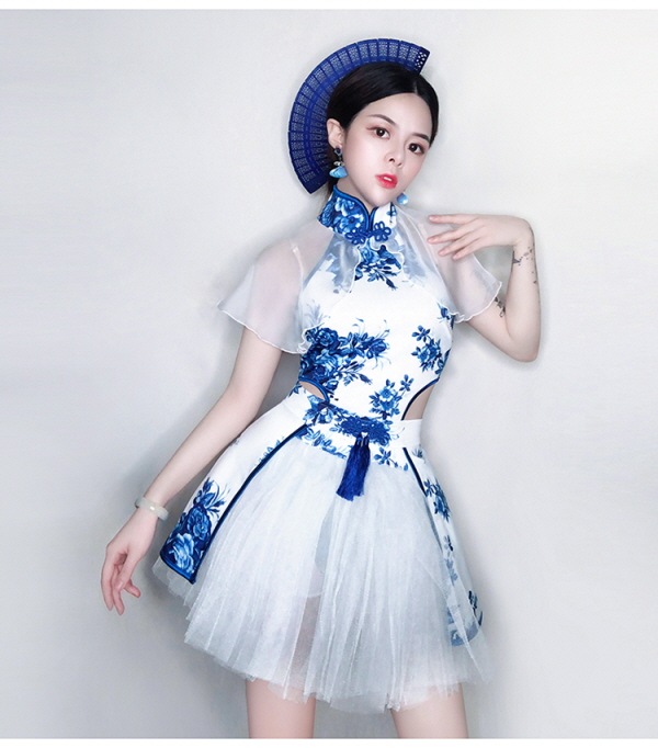 チャイナドレス 花柄 ダンスウェア ダンサー 服 ワンピース 衣装 Dance 8563 ダンス衣装 ダンスウェア Dance Wear Malymoon マリームーン オフィシャルウェブストア