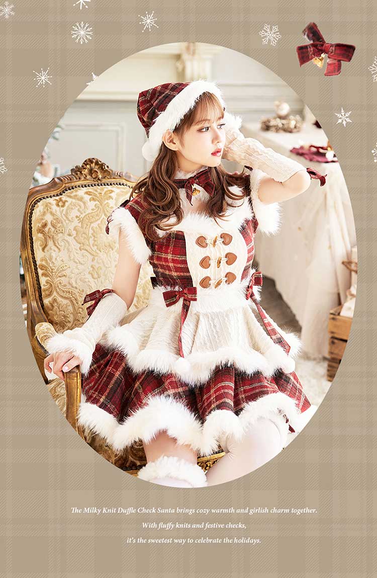 即日発送】【佐藤ノア着用】ミルキーニットダッフルチェックサンタ