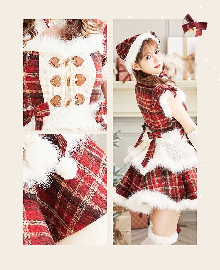 予約】【佐藤ノア着用】ミルキーニットダッフルチェックサンタ