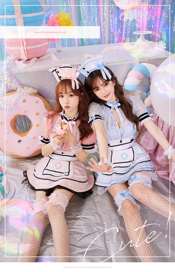 【即日発送】ジッパーナースメイド2カラー《ハロウィンコスプレ7点セット》【Malymoon/マリームーン】【s9542-3】